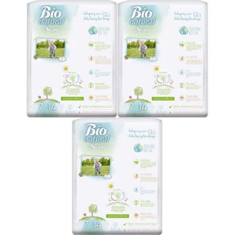 Sleepy Bio Natural 7 + Numara Organik Cırtlı Bebek Bezi 3x14 Adet