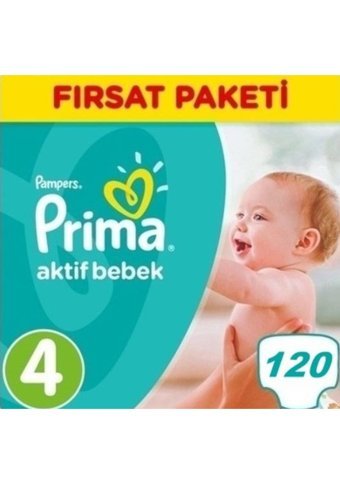 Prima Aktif Bebek Fırsat Paketi 4 Numara Cırtlı Bebek Bezi 120 Adet