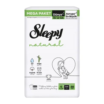 Sleepy Xlarge Mega Paket 6 Numara Organik Cırtlı Bebek Bezi