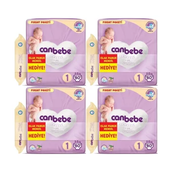 Canbebe Fırsat Paketi Yenidoğan 1 Numara Bantlı Bebek Bezi 4x80 Adet