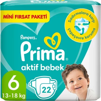 Prima Aktif Bebek 6 Numara Cırtlı Bebek Bezi 23 Adet