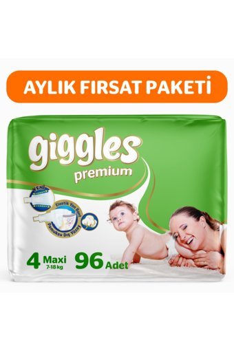 Giggles Premium Maxi 4 Numara Cırtlı Bebek Bezi 96 Adet