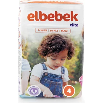 Elbebek Elite Maxi 4 Numara Cırtlı Bebek Bezi 60 Adet