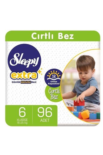 Sleepy Extra 6 Numara Organik Cırtlı Bebek Bezi 96 Adet
