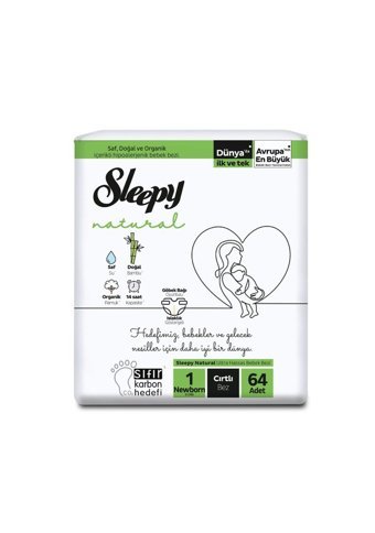 Sleepy Ekonomik Paket 5 Numara Organik Cırtlı Bebek Bezi 64 Adet