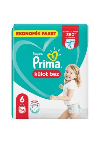 Prima Extra Large 6 Numara Külot Bebek Bezi 3x34 Adet