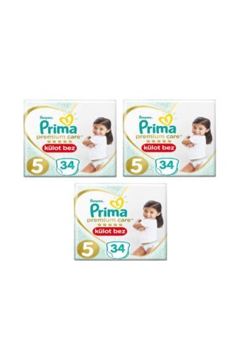 Prima Premium Care 5 Numara Külot Bebek Bezi 3x34 Adet
