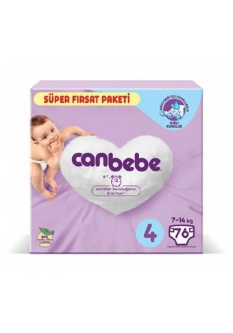Canbebe Maxi Süper Fırsat Paketi 4 Numara Bantlı Bebek Bezi 76 Adet