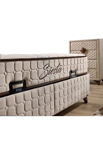 İmaj Siesta Plus 140 x 200 cm Başlıksız Çift Kişilik Sandıklı Baza Beyaz