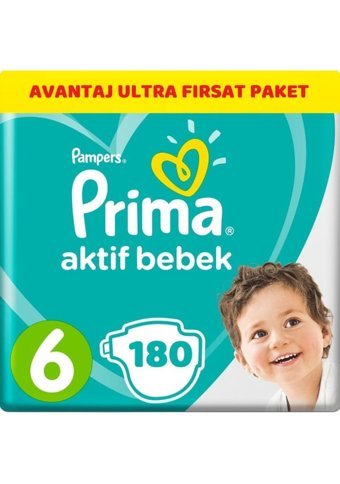 Prima Aktif Bebek 6 Numara Cırtlı Bebek Bezi 180 Adet