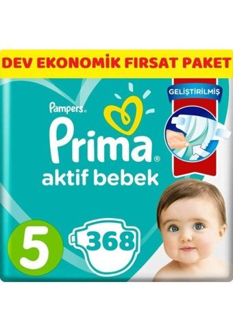 Prima Aktif Bebek 3 Numara Cırtlı Bebek Bezi 368 Adet