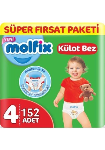 Molfix Anatomik Fit 4 Numara Külot Bebek Bezi 152 Adet