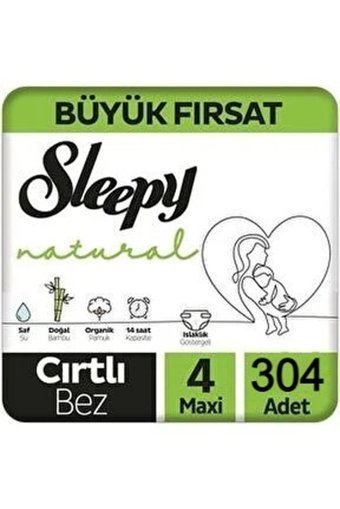Sleepy Maxi Büyük Fırsat 4 Numara Organik Cırtlı Bebek Bezi 304 Adet