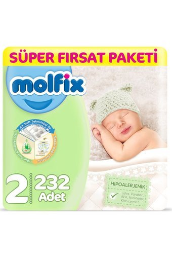Molfix Yenidoğan 1 Numara Göbek Oyuntulu Bantlı Bebek Bezi 232 Adet