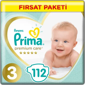 Prima Premium Care 3 Numara Cırtlı Bebek Bezi 112 Adet