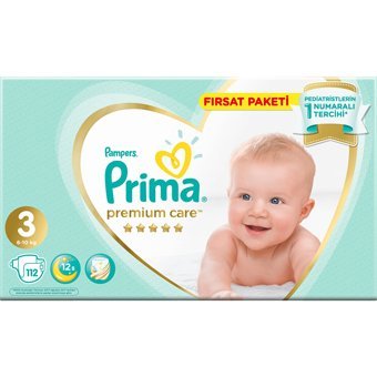 Prima Premium Care 3 Numara Cırtlı Bebek Bezi 112 Adet
