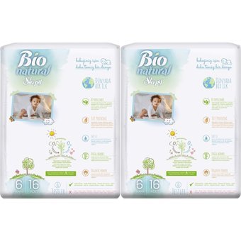 Sleepy Bio Natural 6 Numara Organik Cırtlı Bebek Bezi 2x16 Adet