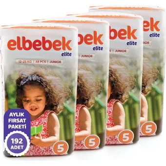 Elbebek Elite Junior 5 Numara Cırtlı Bebek Bezi 192 Adet