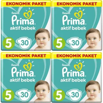 Prima Aktif Bebek 5 Numara Cırtlı Bebek Bezi 4x30 Adet