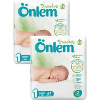 Önlem Botanika Yenidoğan 1 Numara Organik Cırtlı Bebek Bezi 2x64 Adet