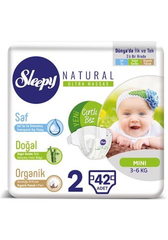 Sleepy Mini 2 Numara Organik Göbek Oyuntulu Cırtlı Bebek Bezi 5x42 Adet