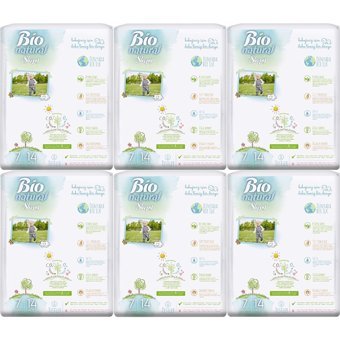 Sleepy Bio Natural 7 + Numara Organik Cırtlı Bebek Bezi 6x14 Adet