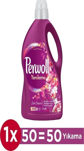 Perwoll Yenileme Çiçek Cazibesi Renkliler İçin 54 Yıkama Sıvı Deterjan 2.97 lt