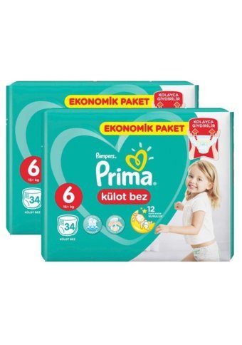 Prima Extra Large 6 Numara Külot Bebek Bezi 2x34 Adet