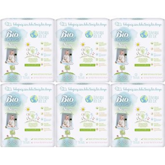 Sleepy Bio Natural Jumbo 5 Numara Organik Cırtlı Bebek Bezi 6x80 Adet