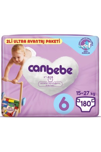 Canbebe XL 6 Numara Bantlı Bebek Bezi 2x90 Adet