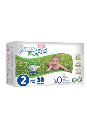 Paddlers Pure 2 Numara Organik Cırtlı Bebek Bezi 38 Adet