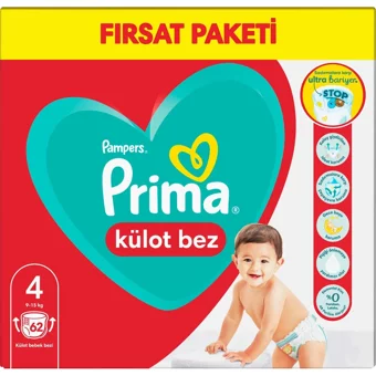 Prima Fırsat Paketi 4 Numara Külot Bebek Bezi