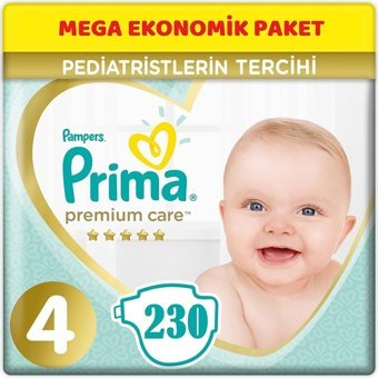 Prima Premium Care 4 Numara Cırtlı Bebek Bezi 230 Adet
