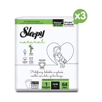 Sleepy Avantajlı Paket 1 Numara Organik Cırtlı Bebek Bezi