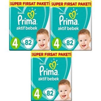 Prima Aktif Bebek 4 Numara Cırtlı Bebek Bezi 3x82 Adet