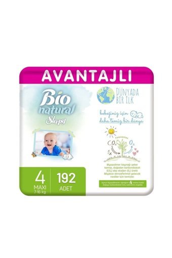 Sleepy Natural Avantajlı 4 Numara Organik Cırtlı Bebek Bezi 192 Adet