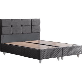 Cesur Gümüş 180 x 200 cm Ayrılabilen Başlıklı Çift Kişilik Sandıklı Baza Seti Antrasit