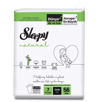 Sleepy Natural 7 Numara Organik Cırtlı Bebek Bezi 112 Adet