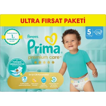 Prima Premium Care 5 Numara Cırtlı Bebek Bezi 74 Adet