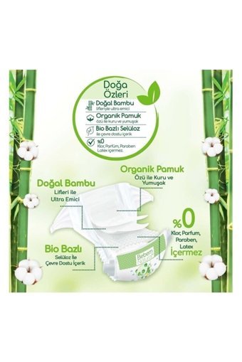Molfix Bebem Natural Large 6 Numara Organik Cırtlı Bebek Bezi 40 Adet