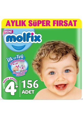 Molfix 3D Maxi Plus 4 Numara Cırtlı Bebek Bezi 156 Adet