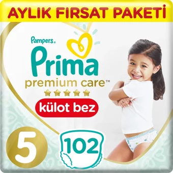 Prima Premium Care 5 Numara Külot Bebek Bezi 102 Adet