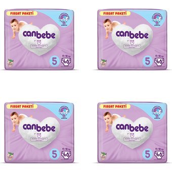 Canbebe 5 Numara Bantlı Bebek Bezi 4x46 Adet