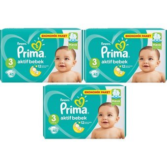 Prima Aktif Bebek 3 Numara Cırtlı Bebek Bezi 135 Adet