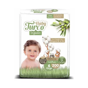Baby Turco Doğadan 6 Numara Bantlı Bebek Bezi 200 Adet