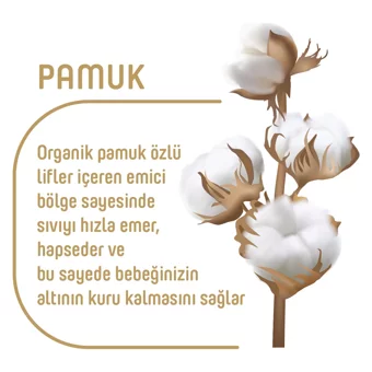 Pure Baby Pamuklu 6 Numara Organik Cırtlı Bebek Bezi 64 Adet