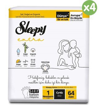 Sleepy Yenidoğan 1 Numara Cırtlı Bebek Bezi 256 Adet