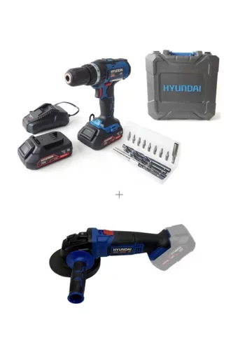 Hyundai Akülü Taşlama 20V Aküsüz + 20V Li İon Vidalama Çift Akülü