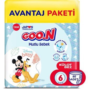Goon Mutlu Bebek 6 Numara Külot Bebek Bezi 80 Adet