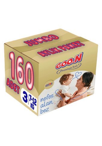 Goon Premium Soft Midi 3 Numara Cırtlı Bebek Bezi 160 Adet